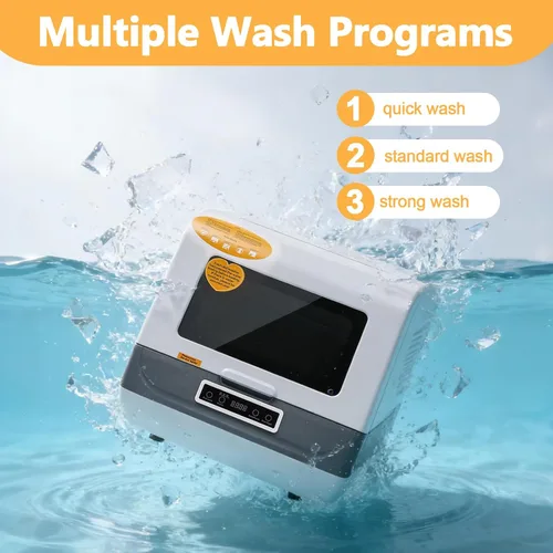 Miniatura 5 de Lavavajillas para encimera, 110 V, 800 W, portátil, pequeño, totalmente automático, mini lavavajillas con 3 modos con cesta de cuenco y tubo de agua