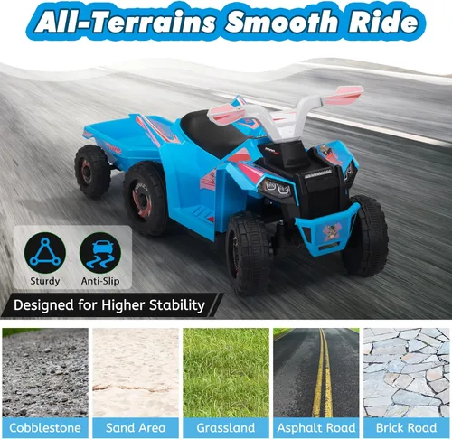 Miniatura 5 de Vehículo eléctrico cuatrimoto para niños con función adelante y atrás, tractor de 6V con remolque trasero, vehículo de 4 ruedas para niños de 1.5 a