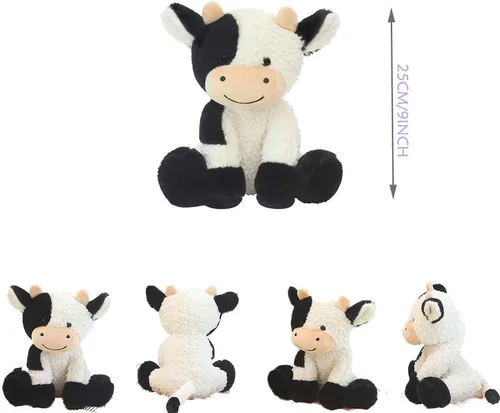 Miniatura 5 de Animales de peluche de vaca de 9 pulgadas, peluche de vaca suave para niños