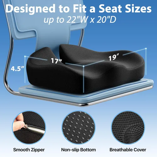 Miniatura 2 de CJACSOC Cojín de asiento, cojín de espuma viscoelástica extra grande para cojines de sillas de oficina, almohadilla de cojín ergonómico para alivio