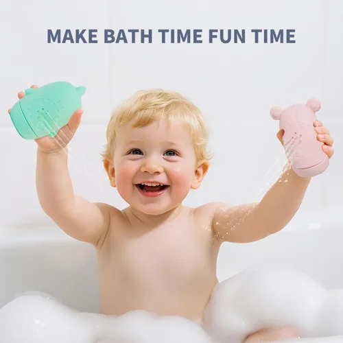 Miniatura 3 de Juguetes de baño para bebés y niños pequeños, 15 piezas, juguetes de agua para bañera sin molde con barcos flotantes de color arcoíris, cucharas