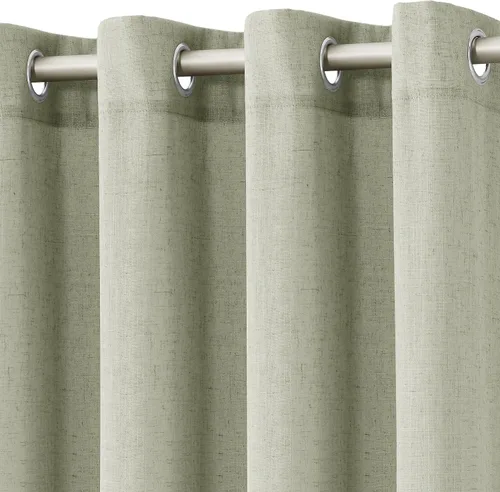 Miniatura 31 de Cortinas de lino beige de abedul de 84 pulgadas de largo para sala de estar, cortina semitransparente filtrante de luz de lujo, decoración moderna