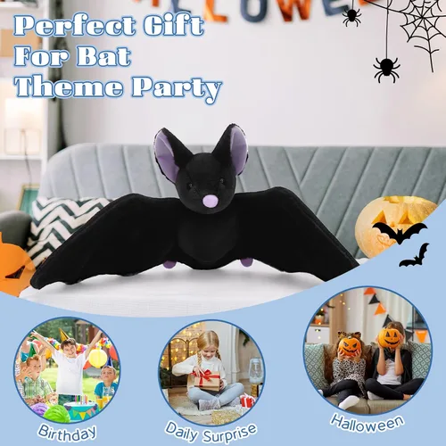 Miniatura 6 de Tezituor Juego de 4 animales de peluche de murciélago grandes, de 22 pulgadas, gran peluche realista de murciélago que crece en la oscuridad