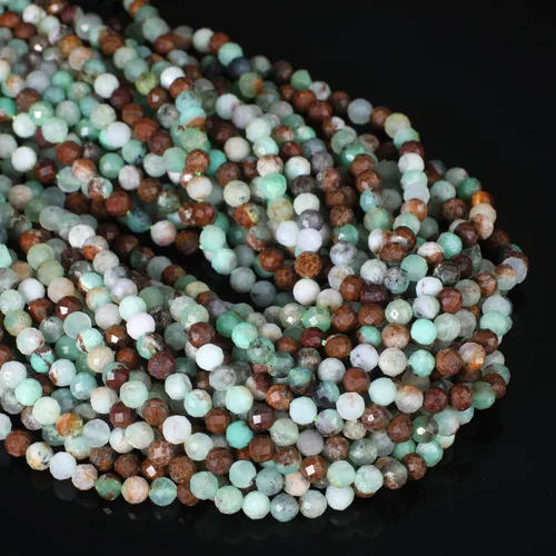 Miniatura 21 de 180 piezas 2mm Cuentas de piedras preciosas de turquesa africana natural facetada redonda suelta para hacer joyas