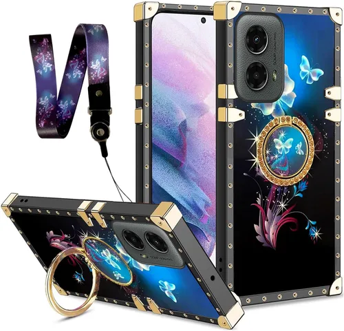 Miniatura 21 de nancheng Funda para Motorola Moto One 5G Ace/One 5G UW Ace Luxury Colorful Love Heart Bee Design Gold Electroplated Phone Cover with 360° Diamond