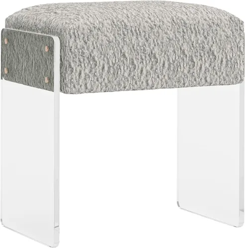 Miniatura 8 de Taburete de tocador y reposapiés - Moderno taburete de tocador y reposapiés con patas de lana y acrílico para sala de maquillaje, sala de estar