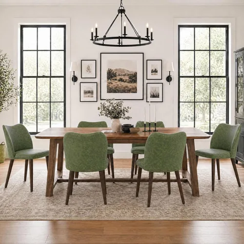 Miniatura 16 de MALOL Juego de 2 sillas de comedor, sillas laterales de cocina tapizadas de tela con patas de madera para uso en cocina y restaurante, color beige