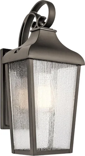 Kichler Forestdale - Lámpara de pared para exteriores de 14.75 pulgadas con cristal transparente sembrado en bronce antiguo