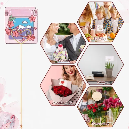 Miniatura 4 de KALIONE 20 tarjeteros de metal con diseño floral, clips de selección de flores en forma de corazón, soportes para números de mesa, tarjeta de metal