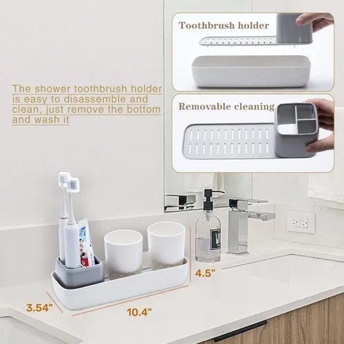 Miniatura 3 de Ayswupt - Soportes para cepillo de dientes para baños, juego de soporte para cepillo de dientes eléctrico para niños con 2 tazas, organizador