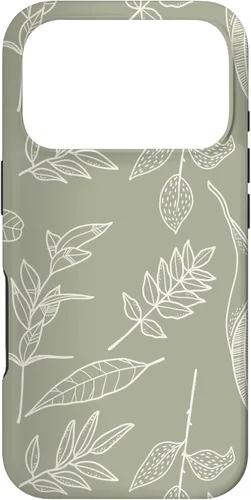 Miniatura 29 de Funda verde salvia para iPhone 13 Pro Max con diseño de hojas botánicas
