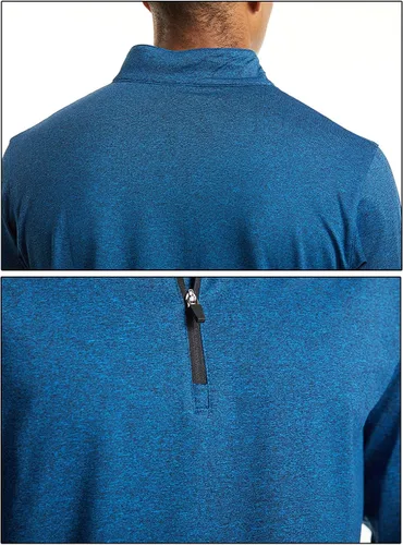Miniatura 4 de MAGCOMSEN Camisas deportivas para correr para hombre, sudadera de manga larga con cremallera de 14