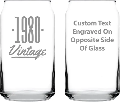 Vaso de cerveza vintage de 1980 personalizado, regalos de cumpleaños personalizados para hombres o mujeres, decoración divertida de fiesta de