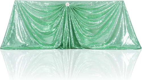 Miniatura 203 de PartyDelight Mantel de lentejuelas redondo de 50 pulgadas, color dorado claro, adorno de mesa para decoración de bodas, fiestas, cumpleaños