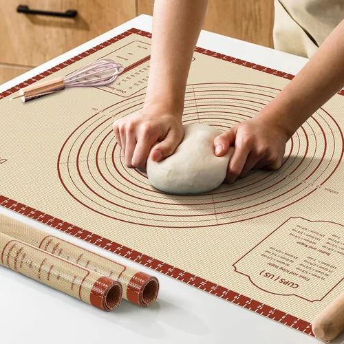 Miniatura 17 de Alfombrilla de silicona para hornear, 26" x 16" antideslizante para amasar masa de repostería, alfombrilla antiadherente para hornear con medidas