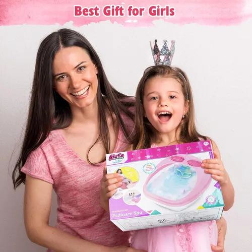 Miniatura 7 de Kit de día de spa para niños para niñas, juego de spa de pies y uñas, bañera de masaje y secadora de uñas, juguetes para niños, manicura y pedicura