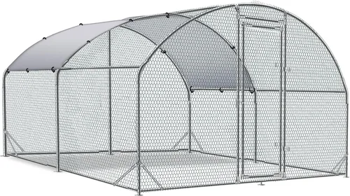 Miniatura 11 de TOLEAD Gallinero de metal grande mejorado con malla de alambre de tres soportes, corral de pollo, con cubierta resistente al agua y anti-UV, casa