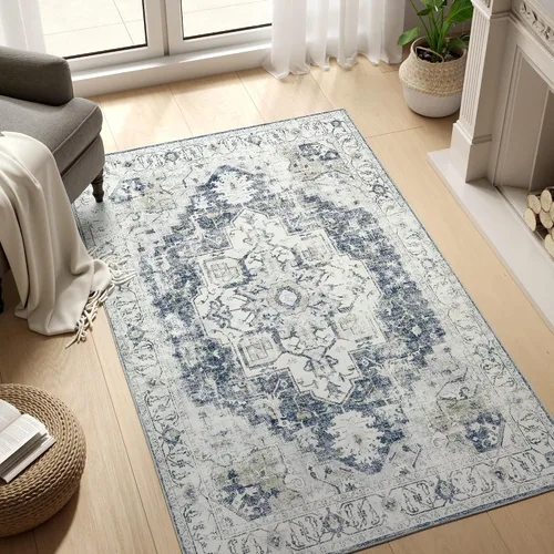 Miniatura 52 de jinchan Alfombra de Área 2x3 pies Alfombra Vintage de Entrada Lavable Bohemia Tapete Interior para Puerta Medallón Floral Tapete Pequeño para Puerta