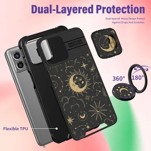 Miniatura 5 de Funermei Funda para Moto G Stylus 5G 2023 – Sol Luna - Funda de teléfono linda para mujeres y niñas, bonita funda de teléfono con diseño estético