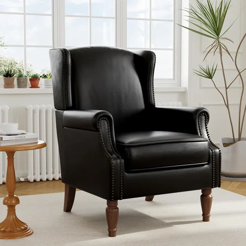 Miniatura 30 de Silla reclinable tapizada, sillón de ala floral con respaldo y reposapiés ajustables, cómoda silla decorativa para leer, sofá individual