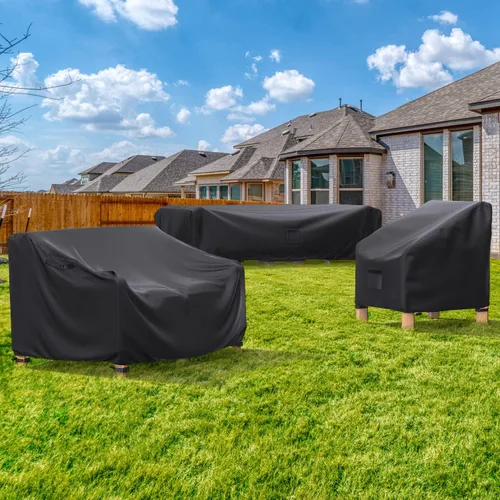 Miniatura 8 de Fundas para Muebles de Patio, Funda para Muebles de Exterior de Servicio Pesado Impermeable, Fundas para Juego de Sofá Seccional Funda para Juego
