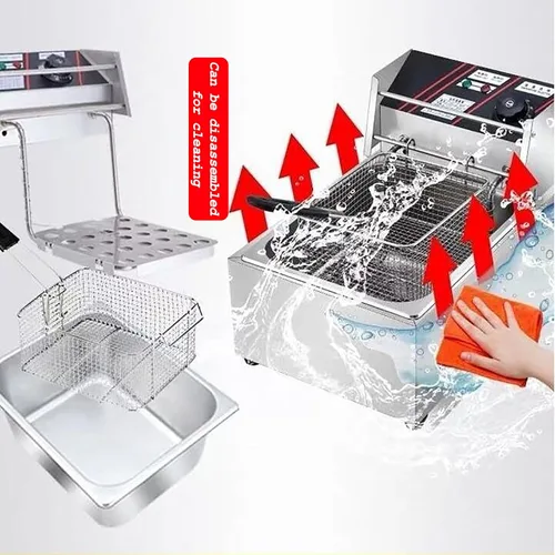 Miniatura 4 de Freidora eléctrica de encimera para comercial y hogar, freidora eléctrica con cesta y tapa para cocina y restaurante en el hogar, capacidad