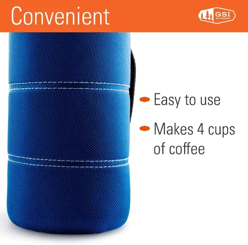 Miniatura 3 de GSI Outdoors, Cafetera de prensa francesa JavaPress de 30 onzas líquidas para acampar y viajar, color azul