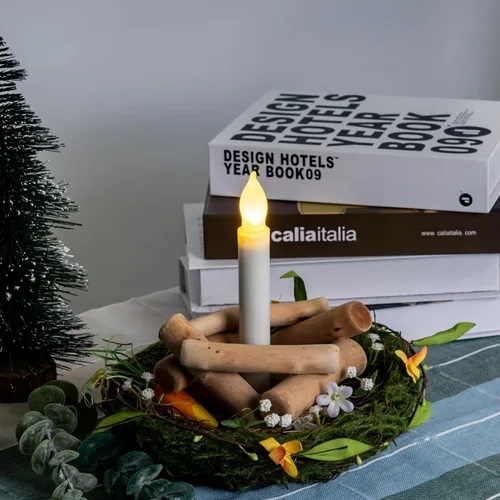 Miniatura 2 de Amagic 12 velas LED cónicas sin llama, sin control remoto, velas flotantes mágicas colgantes, candelabros a pilas, velas falsas eléctricas