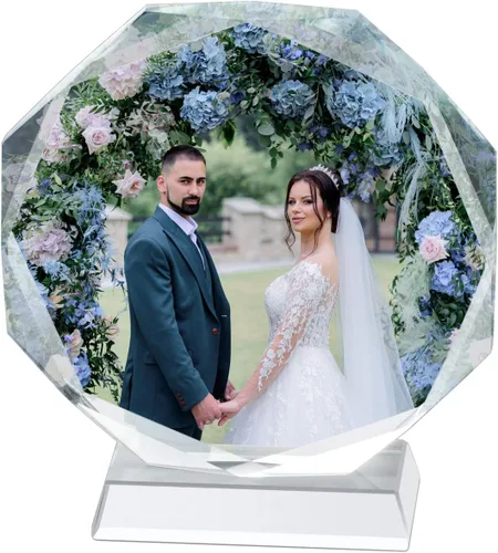 Marco de fotos de cristal personalizado, marco de fotos de cristal personalizado, decoración de escritorio, placa de fotos de vidrio, regalo
