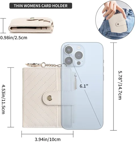 Miniatura 3 de GAEKEAO Billetera delgada para mujer, tarjetero con bloqueo RFID, billetera plegable con bolsillo para monedas con cremallera, ventana