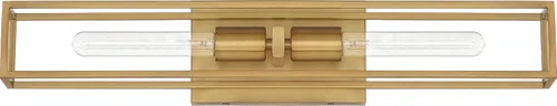 Miniatura 8 de Quoizel LGN8624WS Leighton - Lámpara de pared para baño, 2 luces, 200 vatios, latón desgastado (5 pulgadas de alto x 24 pulgadas de ancho)