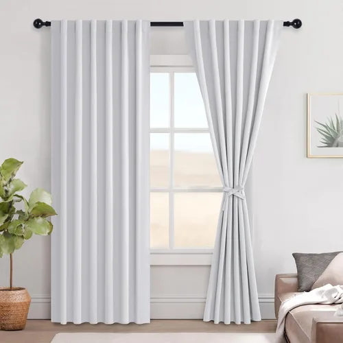 Miniatura 139 de Hiasan Cortinas opacas negras para dormitorio, cortinas opacas cortas de 45 pulgadas de largo, con aislamiento térmico, bolsillo para barra