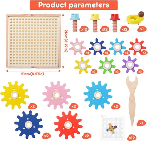 Miniatura 2 de Juego de engranajes de madera para niños, juguetes inteligentes, juegos de rompecabezas de pensamiento crítico, juegos creativos de engranajes