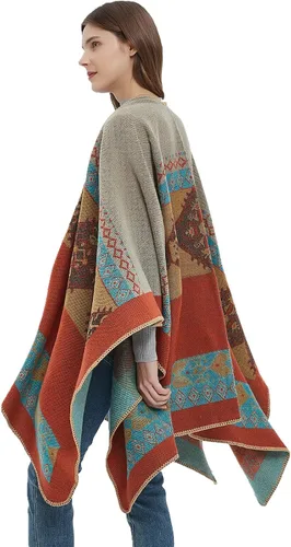 Miniatura 187 de Poncho chal para mujer, suéteres suaves y cálidos para mujer, parte delantera abierta, poncho de viaje para otoño, invierno y primavera