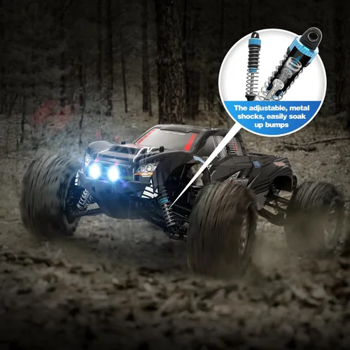 Miniatura 4 de Hosim Camión a control remoto a escala 1:10 de más de 48 KMH para adultos, 4 x 4 todo terreno, auto RC eléctrico impermeable para niños de 8 a 12