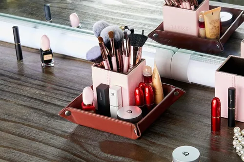 Miniatura 7 de Bandeja de valet para hombre, de piel sintética, bandeja de almacenamiento de piel sintética