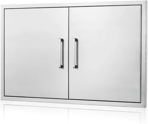 Miniatura 12 de Puerta de cocina para exteriores, 18 pulgadas de ancho x 21 pulgadas de alto, panel de puerta de doble pared de acero inoxidable, parrilla de una