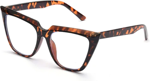 Miniatura 4 de ZUVGEES Gafas de lectura elegantes de gran tamaño con bloqueo de luz azul CatEye para mujer, marcos de anteojos grandes, lentes grandes, lectores