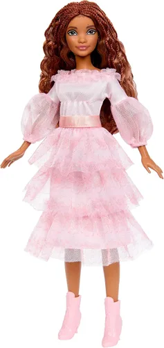 Mattel Disney La Sirenita Juguetes, Muñeca coleccionable de celebración de Ariel con cabello rojo y vestido rosa, inspirada en la película