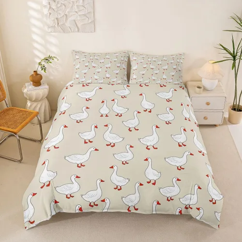 Miniatura 25 de Erosebridal Funda de edredón para niños y niñas, diseño de pato amarillo, diseño de patos de dibujos animados, juego de ropa de cama de animales
