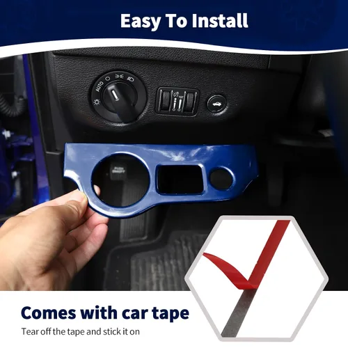 Miniatura 5 de RT-TCZ para Dodge Challenger 2015 en adelante, Panel de interruptor de faro Challenger, Cubierta de recorte para interior azul, Accesorios 1 pieza