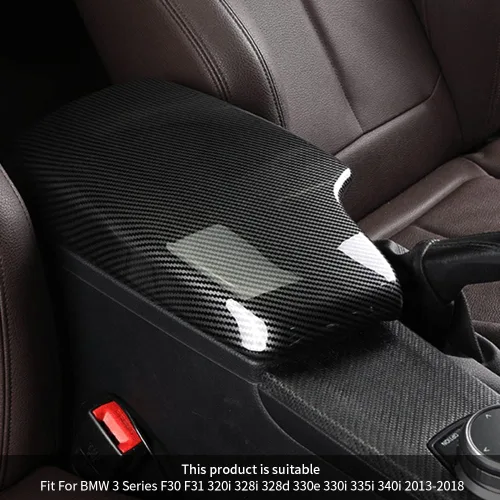 Miniatura 5 de Funda para Reposabrazos de Coche para BMW Serie 3 F30 E90 E91 E92 E93 2006-2018, Cubierta Interior de Reposabrazos de Fibra de Carbono, Panel