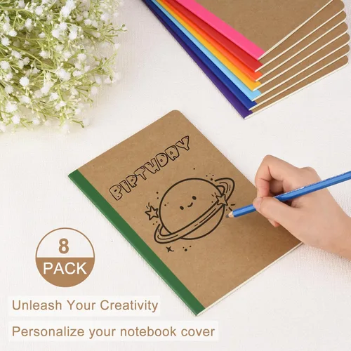 Miniatura 4 de ZCZN Paquete de 8 cuadernos rayados coloridos a granel, diarios A5 con 8 colores, 60 páginas/30 hojas, 8.3 x 5.5 pulgadas, papel rayado