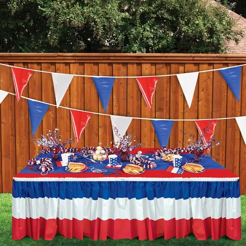 Miniatura 4 de Beistle Banderín triangular rojo, blanco y azul, 17 x 30 pies, decoración patriótica para porche, suministros de fiesta temática para el 4 de julio