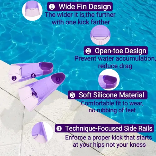 Miniatura 120 de Gugmoy Kids Swim Fins,Comfortable Silicone Flippers for Swimming and Diving,Size Suitable Beginners Kids Girls Boys Adults