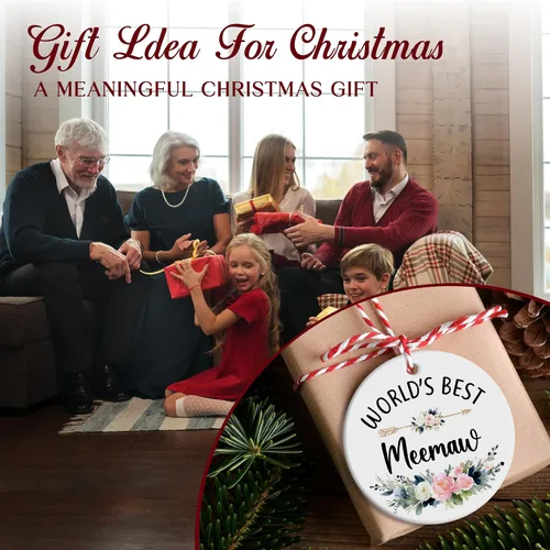 Miniatura 3 de World's Best Meemaw - Adornos de cerámica de Navidad regalos de nietos, nietos, regalos de cumpleaños para el día de la madre, regalos de cumpleaños