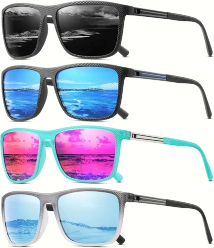 Miniatura 14 de Gafas de sol polarizadas para hombre, clásicas, ligeras, para conducir, pesca, golf, sol, protección UV 4PCS-negro+rojo+azul+lce azul-a