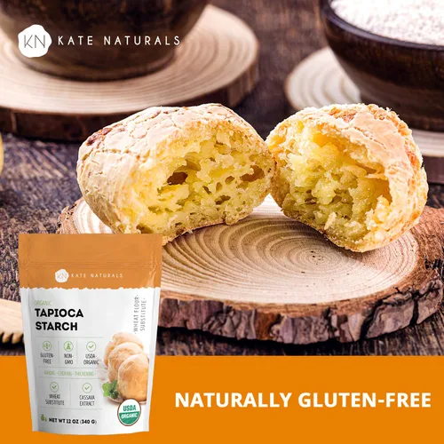 Miniatura 5 de Kate Naturals Harina de almidón de tapioca para hornear, cocinar y perlas de Boba (12 onzas, orgánica, sin OMG, sin gluten)