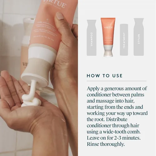 Miniatura 11 de VIRTUE Acondicionador de rizos con aceite de jojoba, sin sulfatos, hidrata, nutre y repara el cabello rizado con control de encrespamiento