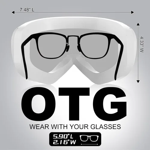 Miniatura 3 de Ski Goggles, OTG 100% UV Protection Anti Fog Snowboard/Ski Goggles for Men, Women & Youth Marco blanco lente plata Vlt10%-18%